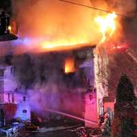 <p>The fire at 1 Nicholas Court in Saddle Brook shortly before 9:30 p.m. Wednesday, April 12.</p>