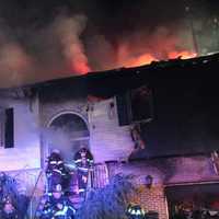 <p>Firefighters had the blaze knocked down around 10:30 p.m., about an hour after it broke out on Nicholas Court in Saddle Brook on Wednesday, April 12.</p>