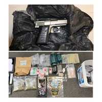 <p>The drugs and gun seized during the raid.</p>