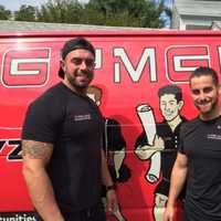 <p>Sam Langer, right, and Jimmy Bonavita are childhood friends who launched GYMGUYZ, a mobile fitness training business that works with clients at their homes and offices.</p>