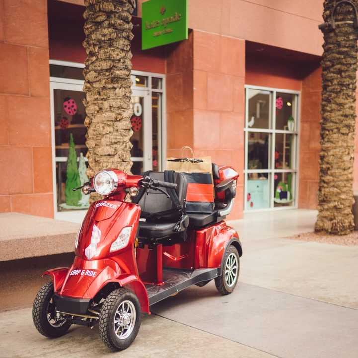 One of the two-seat scooters is now available for rent at the Palisades Center.&nbsp;