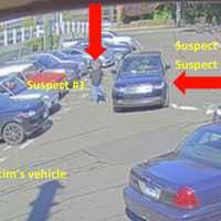 <p>A surveillance photo from when the Land Rover was stolen from the New Canaan train station in 2016.</p>