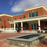 <p>The front entrance of the new athletic center at Sacred Heart Greenwich. It was officially opened Wednesday morning. </p>