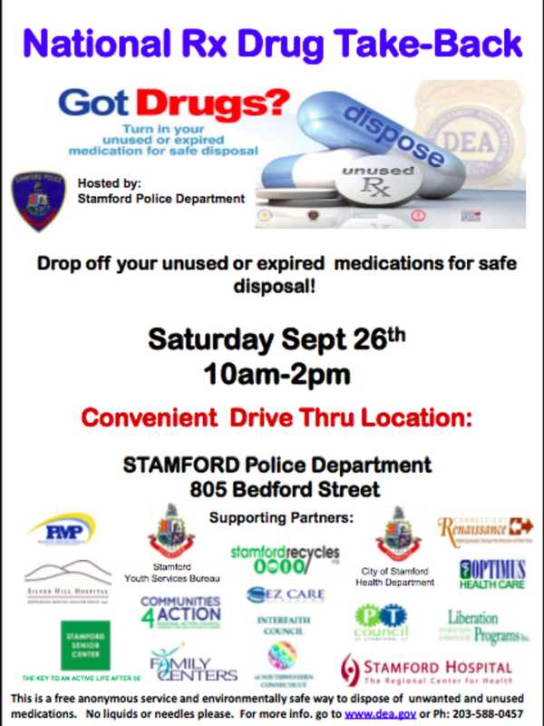 Drug Drop-Off Day At Stamford Police Headquarters