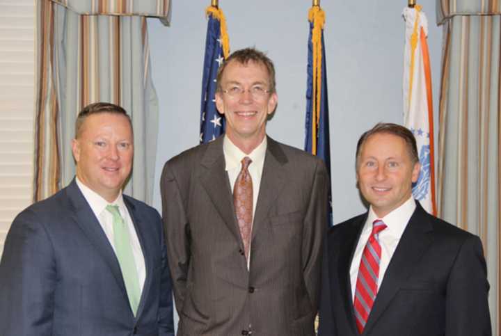 Bill Mooney, Director of the Westchester County Office of Economic Development and Executive Director of the Westchester IDA; Tim Mulcahy of Lennar Multifamily Communities Division and County Executive Rob Astorino.