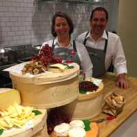 <p>Laura Downey and Chris Palumbo, co-owners of the Greenwich Cheese Shop.</p>