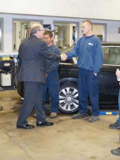 State Sen. Kelly Tours Car Dealership In Shelton