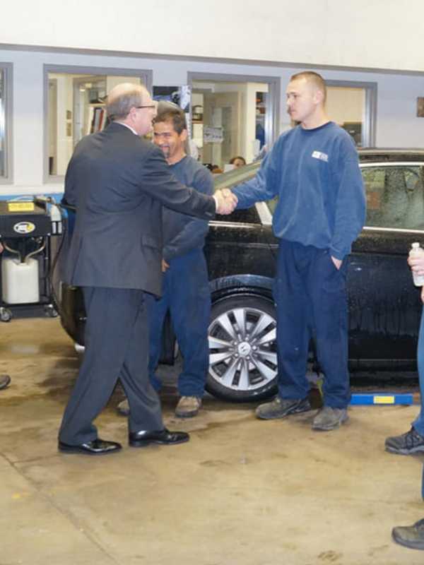 State Sen. Kelly Tours Car Dealership In Shelton
