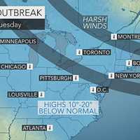 <p>Temperatures will range about 10 to 20 degrees below normal through Tuesday.</p>