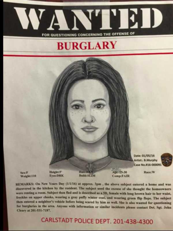 Carlstadt Police Ask Public To Look Out For Female Burglary Suspect