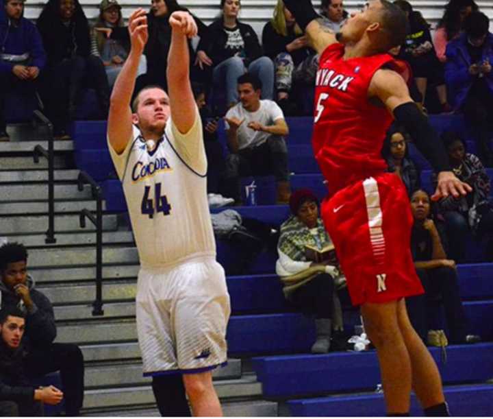 Concordia College freshman Stephen Milhaven in action against Nyack College.