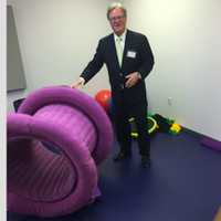 <p>Dennis W. Perry in the occupational therapy room at the new Abilis facility in Stamford.</p>