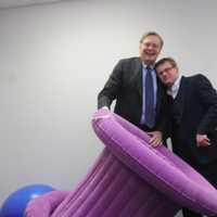 <p>Stamford Mayor David Martin gets a guided tour of the therapy rooms from Abilis’ Ross Perry at the grand opening of The Therapy Center at Abilis on Summer Street in Stamford.</p>