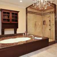 <p>The master bath includes this Jacuzzi tub.</p>