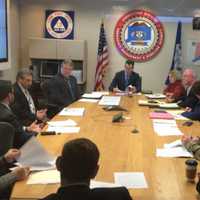 <p>Gov. Dannel Malloy meets with members of various parts of the state government about the Zika virus on Thursday.</p>