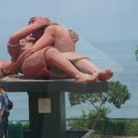 <p>&quot;This is Love Park in Lima It&#x27;s surrounded by walls of romantic quotes scripted in mosaic tiles and in the center stands a statue of two lovers embracing each other and engaged in a passionate kiss.&quot;</p>