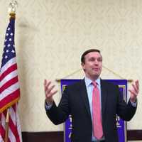 <p>U.S. Sen. Chris Murphy speaking about his mental health care legislation to the Stamford Rotary Club on Tuesday.</p>