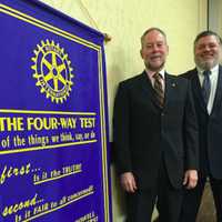 <p>Ric Meyer and Daniel Morris of the Rotary Club of Stamford.</p>