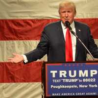 <p>Donald Trump speaks at a rally in Poughkeepsie.</p>