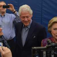 <p>Hillary and Bill Clinton arrive at Chappaqua&#x27;s Douglas G. Grafflin Elementary School to cast her votes for New York&#x27;s Democratic presidential primary.</p>