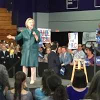 <p>Hillary Clinton at the University of Bridgeport</p>