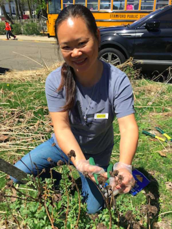 Volunteers Help Spruces Up Grounds At Stamford's Springdale School