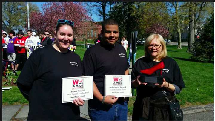 Members of the Easton Police Department were recognized for &quot;Best Social Media Post&quot; in regard to the &quot;Walk A Mile In Her Shoes Event.&quot;