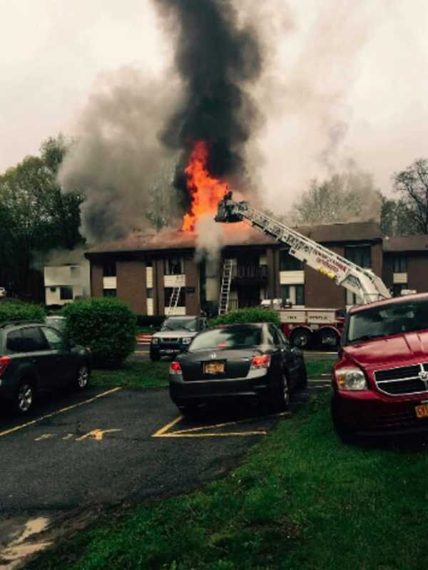 Firefighters Battle Apartment Building Blaze Along Route 9 In Dutchess