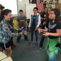 <p>Sixth-graders at New Fairfield Middle School participating in an activity that is part of the Wingman program. It was started by Ian and Nicole Hockley, parents of 6-year-old Dylan,who was killed in the December 2012 Sandy Hook School shooting.</p>