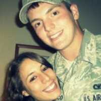 <p>Todd &quot;TJ&quot; Lobriaico with a friend after joining the Air National Guard.</p>