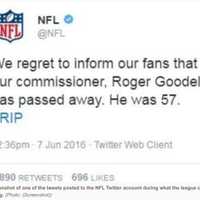 <p>The erroneous tweet posted by a hacker on the NFL&#x27;s official account.</p>