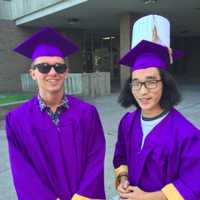 <p>Joseph Tripp, left, who will study computer science at Norwalk Community College and Jared Gilpatrick, who is wearing a chef&#x27;s cap on his cap, hopes to become a chef and is attending the Culinary Institute of America.</p>