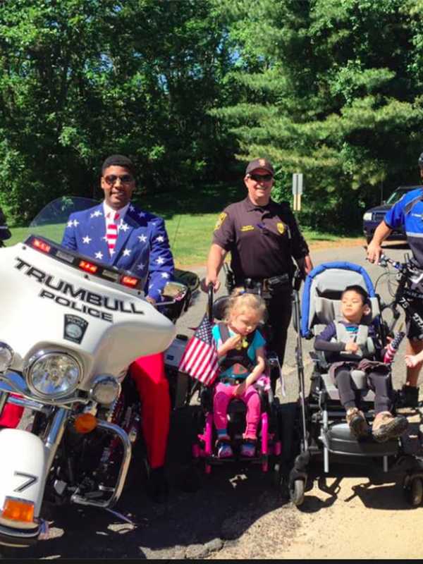 Trumbull Police Mark Flag Day With St. Vincent's Special Needs Center
