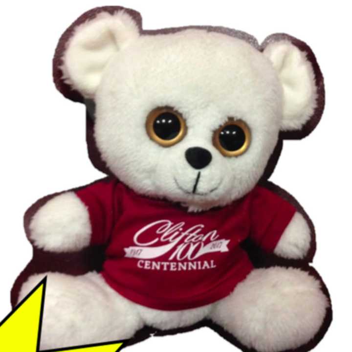 Eight-inch bears featuring the centennial logo cost $12 each.