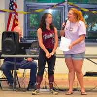 <p>Faith Banca (left) and Rebecca Cruz (right) at a Dine Into the Sunlight event. Banca was the captain of Becton&#x27;s softball team.</p>