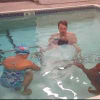 <p>Brookfield resident Joseph Buderwitz teaches a beginning swim class for adults at the Dive Shop.</p>