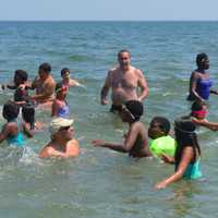 <p>Children play at the beach in Bridgeport&#x27;s Seaside Park, which also saw lower water quality in 2016 vs. 2015.</p>