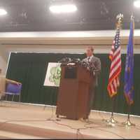 <p>Newtown superintendent Joseph V. Erardi Jr. speaks at the new Sandy Hook School last summer.</p>