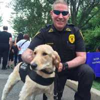 <p>Paramus P.O. Shatkin and his K9, Fiona.</p>