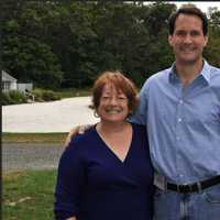 <p>From left, Current candidate for Wilton Registrar Carol Young-Kleinfeld and Congressman Jim Himes.</p>