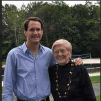 <p>From left, U.S. Rep. Jim Himes with candidate for State Senate Carolanne Curry</p>