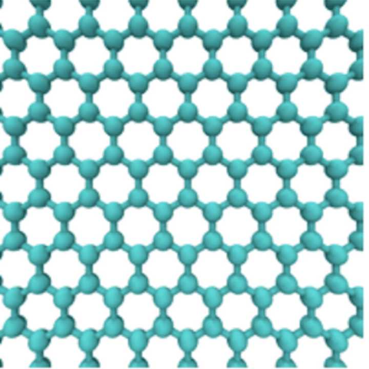 An image of graphene in crystal-lattice form used to desalinate water.