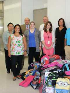 First County Bank Employees In Stamford Gather School Supplies