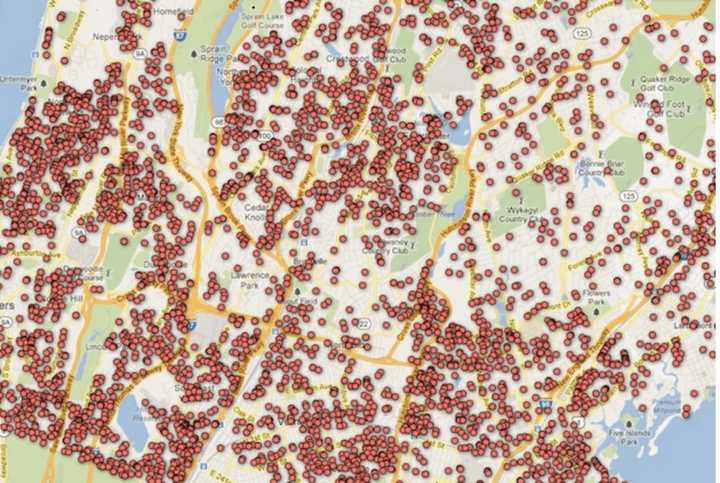 The Journal News&#x27; interactive maps for Westchester (shown here) and Rockland published in December 2012.