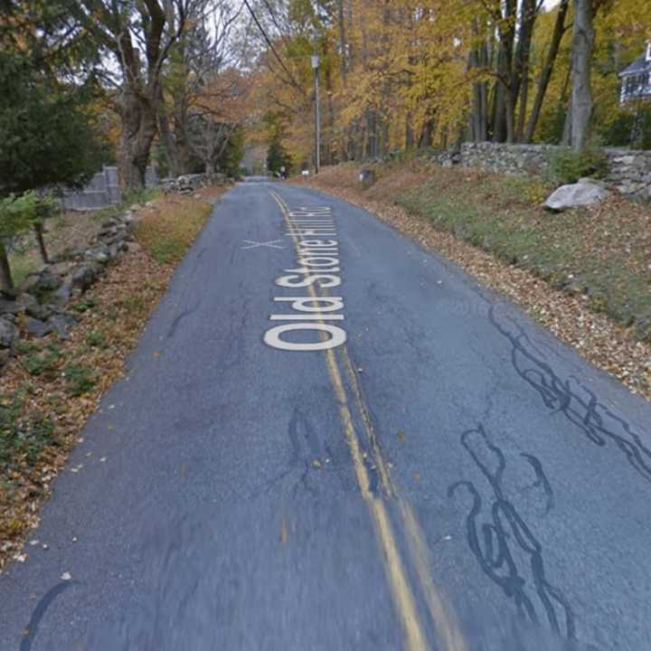 Old Stone Hill Road in Pound Ridge, where the accident occurred.