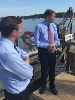 Senators Visit Greenwich Point To Push For More Clean Water Initiatives