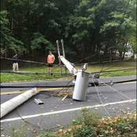 <p>A look at the downed pole.</p>