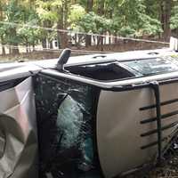 <p>The driver of the overturned vehicle escaped with minor injuries, police said.</p>