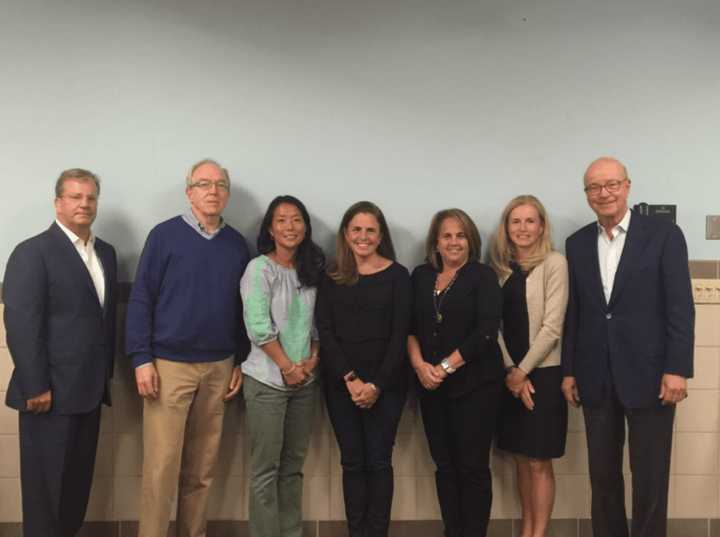 From left, Vincent McBride, Joseph Hutchins, Won Giuriceo, Nancy Marshall, Lori Beecher, Adele Murray, Art Nagle. Not present PTA representative Kelly Connors.