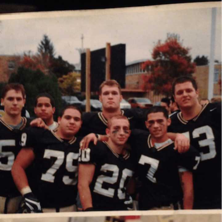 Mike De Venio, No. 7, with Paramus Catholic Football teammates. Tom Polles is far left.